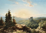 Купить картину пейзаж художника от 175 грн: Фигуры в панорамном в ранне вечернем пейзаже