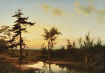 Купить картину пейзаж художника от 170 грн: Вечерний пейзаж с крестьянской семьей