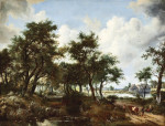 ₴ Картина пейзаж известного художника от 241 грн.: Ферма с прудом и деревьями
