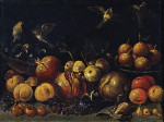 Купить натюрморт высокого разрешения от 184 грн.: Гранат, яблоки, груши, виноград, инжир и птицы