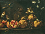 Купить натюрморт художника от 184 грн.: Гранат, виноград, птицы и белка