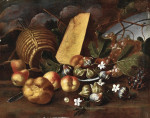 Купить натюрморт художника от 189 грн.: Фиги, груши, виноград, сыр и хлеб