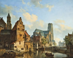 Картина городской пейзаж высокого разрешения от 193 грн.:Вид на церковь Делфтсе Ваарт и Сен-Лорен, Роттердам