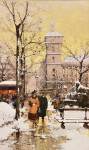 ₴ Репродукция городской пейзаж от 231 грн.: Площадь Шатле и Консьержери под снегом