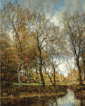₴ Купить картину пейзаж художника от 205 грн: Деревья на берегу ручья