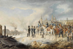 ₴ Репродукція батального жанру від 217 грн.: Наполеон та його штаб на пагорбі перед палаючою Москвою