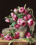 ₴ Репродукция натюрморт от 187 грн.: Розы и серебрянная посуда