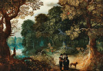 ₴ Картина бытовой жанр известного художника от 170 грн.: Элегантная пара прогуливается по лесу