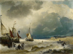 ⚓Репродукція морський пейзаж від 235 грн.: Пляжна сцена з вітрильними кораблями