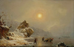 ₴ Репродукция пейзаж от 310 грн.: Зимний пейзаж с охотниками на льду