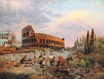 ₴ Картина бытовой жанр известного художника от 184 грн.: Продажа овощей перед Колизеем, Рим