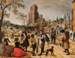 ₴ Картина бытовой жанр известного художника от 189 грн.: Осенняя рыночная сцена в деревне