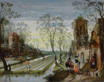 ₴ Купить картину пейзаж художника от 189 грн: Весенний пейзаж с крестьянами, работающими в отбеливающих полях