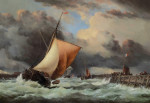 ₴ Купить картину море художника от 137 грн.: Порт Кале, вид на старый причал и Форт Роже с входящей шлюпкой