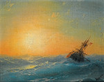₴ Купить картину море известного художника от 189 грн.: Корабль на закате
