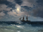 ₴ Купить картину море известного художника от 180 грн.: Бриг "Меркурий" в лунном свете