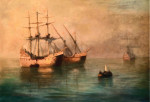 ₴ Купить картину море известного художника от 170 грн.: Прибытие флотилии Колумба