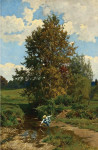 ₴ Купить картину пейзаж художника от 169 грн: Молодой рыболов у ручья