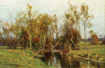 ₴ Репродукция пейзаж от 211 грн.: Осенние деревья вдоль ручья