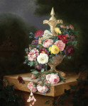 ₴ Репродукция натюрморт от 232 грн.: Ваза с цветами на мраморном высткпе