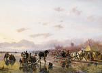 ₴ Репродукция пейзаж от 309 грн.: Зимняя сцена с конькобежцами и лошадьми