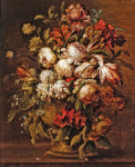 ₴ Репродукция натюрморт от 312 грн.: Цветы в вазе на выступе