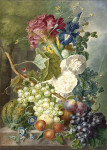 ₴ Репродукция картины натюрморт от 153 грн.: Натюрморт с цветами и фруктами