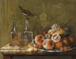 ₴ Репродукция картины натюрморт высокого разрешения от 189 грн.: Натюрморт с фруктами и стеклянными графинами