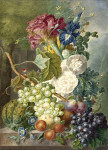 ₴ Репродукция картины натюрморт от 156 грн.: Фрукты и цветы на выступе в пейзаже
