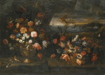 ₴ Репродукция натюрморт от 229 грн.: Ваза с цветами в прибрежном пейзаже