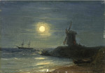 ₴ Купить картину море известного художника от 170 грн.: Ветрянная мельница в лунном свете