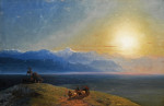 ₴ Репродукция картины пейзаж от 161 грн: Вид на Кавказ с горой Казбет в отдалении