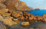 ⚓ Купить картину море художника от 205 грн.: Скалистый берег в Нерви в вечернем солнце