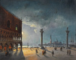 ₴ Картина городской пейзаж известного художника от 189 грн.: Пьяцца Сан Марко в лунном свете