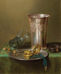 ₴ Репродукция картины натюрморт от 178 грн.: Серебряный кубок и часы на оловянной тарелке
