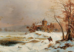 ₴ Репродукция пейзаж от 301 грн.: Всадник в широком зимнем пейзаже