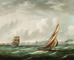 ₴ Купить картину море художника от 193 грн.: Фрегат Королевского флота и другие корабли в Соленте у острова Уайт