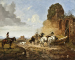 ₴ Картина бытовой жанр художника от 193 грн.: Водопой скота у фонтана на Виа Аппиа Антика