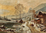 ₴ Репродукция пейзаж от 229 грн.: Зимняя деревня с угольной печью