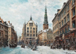 ₴ Репродукция городской пейзаж от 301 грн.: Зимний мотив из Копенгагена
