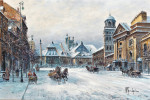 ₴ Репродукция городской пейзаж от 301 грн.: Зимняя сцена Варшавы