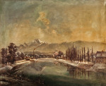 ₴ Репродукция картины пейзаж от 193 грн: Виллах с Драу, на заднем плане Миттагскогель зимой