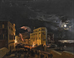 ₴ Картина городской пейзаж художника от 239 грн.: Ночные гуляния на Виа Евгения