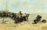 ₴ Картина бытовой жанр художника от 161 грн.: Рыбаки на пляже
