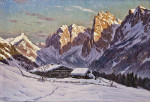 ₴ Картина пейзаж художника  от 170 грн: Бергхоф возле Куфштайна с Вильдемом Кайзером в зимний вечер