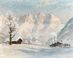 ₴ Картина пейзаж художника от 193 грн: Зимнее утро в Китцбюэле с Кайзергебирге