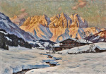 ₴ Репродукция пейзаж от 229 грн.: Зимний вечер возле Китцбюэля в горах Кайзер