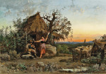 ₴ Картина бытовой жанр художника от 175 грн.: Пастух играет на волынке, на заднем плане Рим
