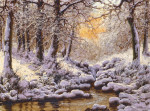 ₴ Репродукция картины пейзаж от 189 грн: Зимний пейзаж на закате