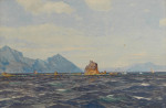 ₴ Купить картину море художника от 161 грн.: Рядом с Гидрой, далекий вид на Афинский Акрополь, остров Эгина слева